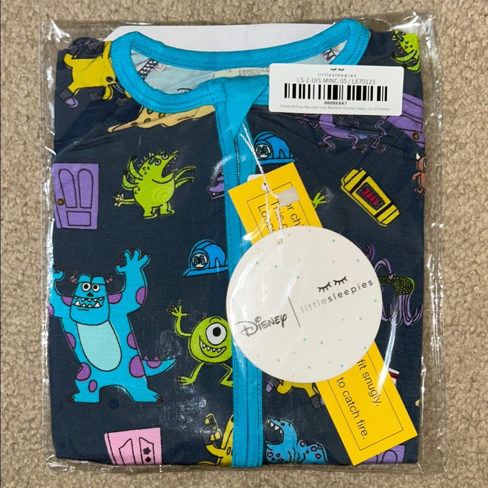 Little Sleepies Disney Monsters Inc 12-18 zippy